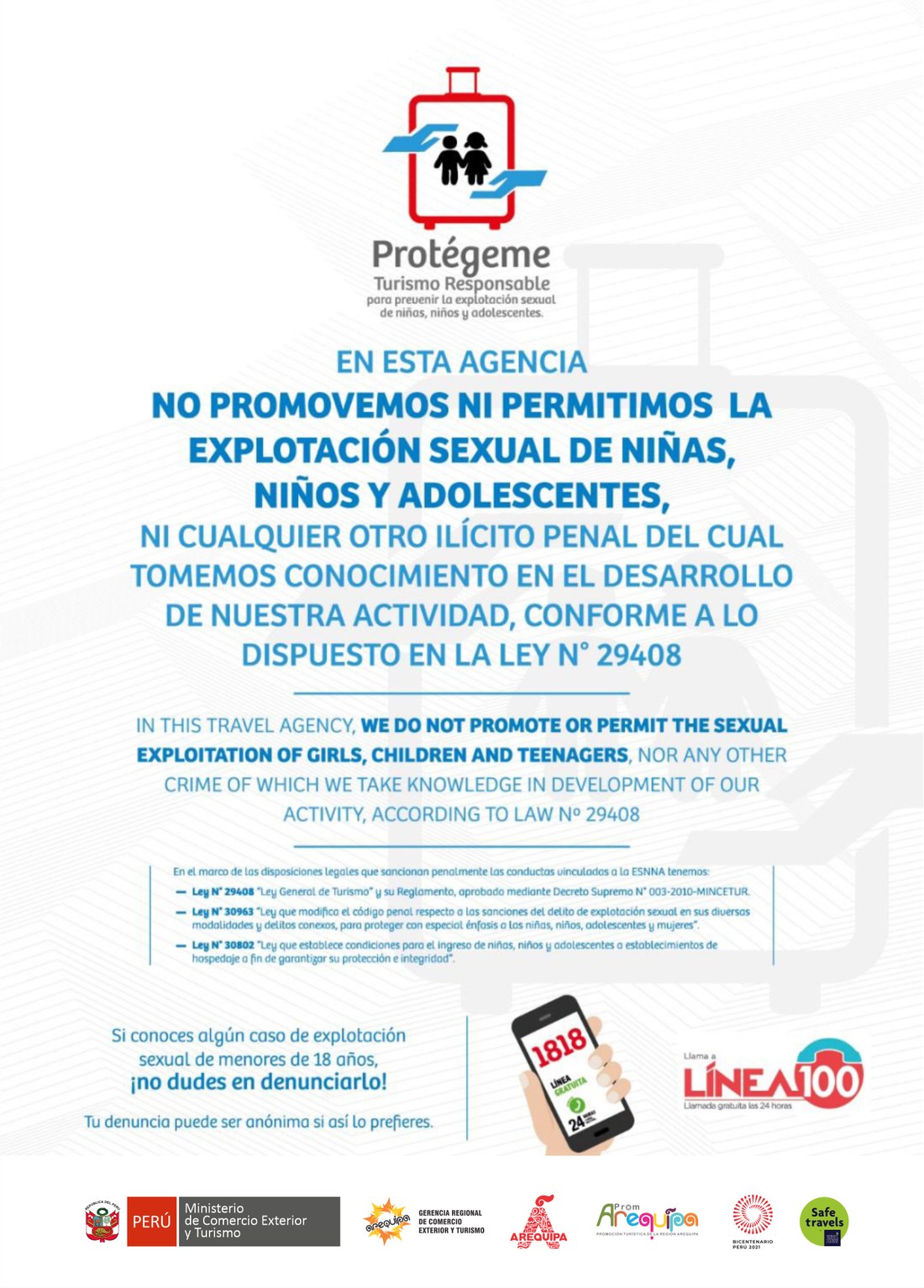 Código de Conducta — Protégeme, Turismo Responsable